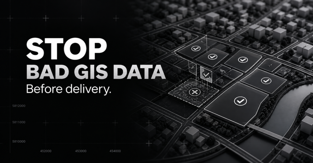 GIS data quality campaign thumbnail with city map and validation checks
