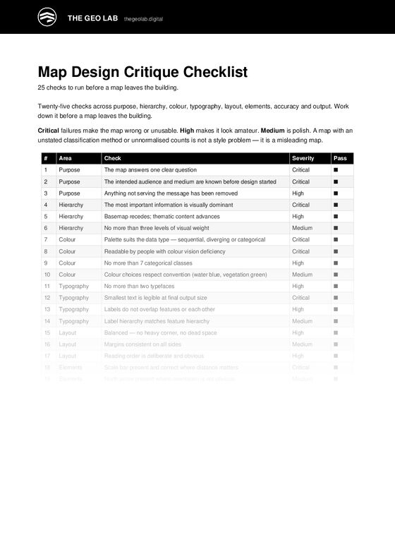 First page of Map Design Critique Checklist (printable PDF)