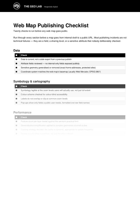 First page of Web Map Publishing Checklist (PDF, printable)